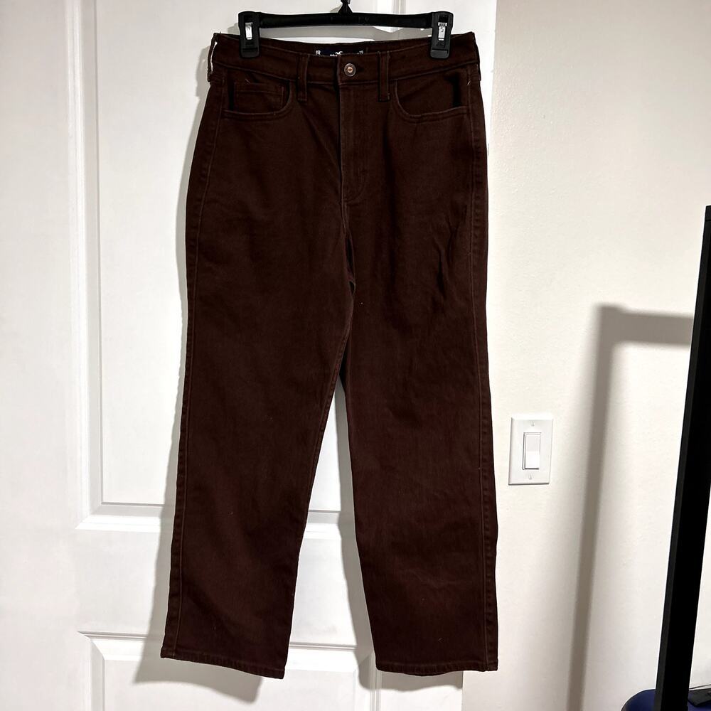 Hollister Ultra High Rise Vintage Straight Brown Jeans Pants size 9 29 W29 L27 - Picture 2 of 5